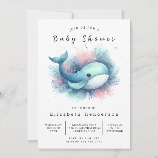 Rustieke Online Walvis Baby Shower Kaart (Voorkant)