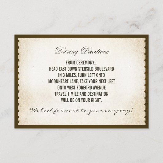 rustieke ontvangstkaarten - Tickets Informatiekaartje (Achterkant)