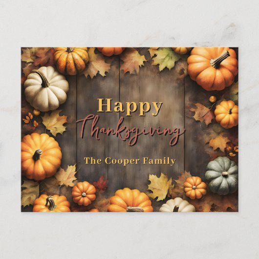 Rustieke Oogst Herfst Pompoenen & Bladeren Zegenin Briefkaart (Voorkant)