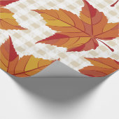 Rustieke oogst herfstbladeren & geruite cadeaupapier (Hoek)