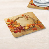 Rustieke oogst: kransoogst kartonnen onderzetters (Schuin)