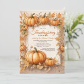 Rustieke oogst pompoen Thanksgiving diner Kaart (Staand voorkant)