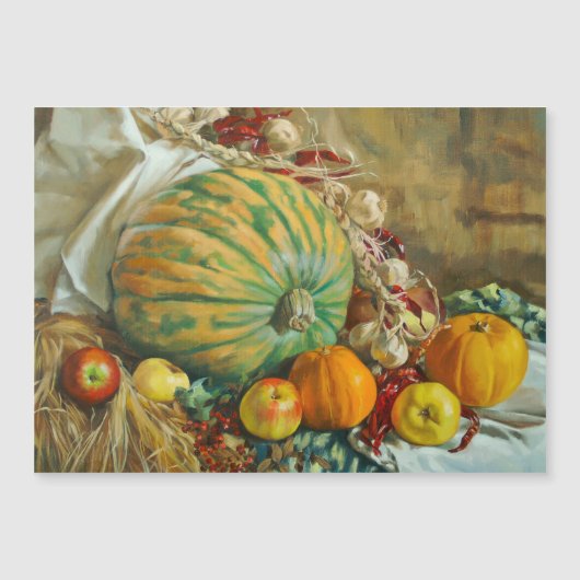 Rustieke oogststilleven met pompoenen en appels (Voorkant)