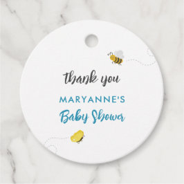 Rustieke Ooievaar met Bee & Butterfly Boy Baby sho Bedankjes Labels