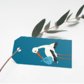 Rustieke Ooievaar met Bee & Butterfly Boy Baby sho Cadeaulabel