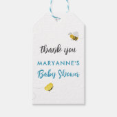 Rustieke Ooievaar met Bee & Butterfly Boy Baby sho Cadeaulabel (Voorkant)