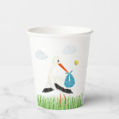 Rustieke Ooievaar met Bee & Butterfly Boy Baby sho Papieren Bekers (Achterkant)