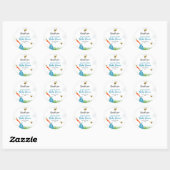 Rustieke Ooievaar met Bee & Butterfly Boy Baby sho Ronde Sticker (Vel)