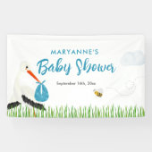 Rustieke Ooievaar met Bee & Butterfly Boy Baby sho Spandoek (Horizontaal)