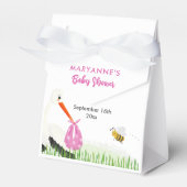Rustieke Ooievaar met Bee & Vlinder Meisje Baby sh Bedankdoosjes (Voorkant Zijde)