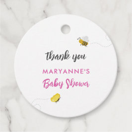 Rustieke Ooievaar met Bee & Vlinder Meisje Baby sh Bedankjes Labels