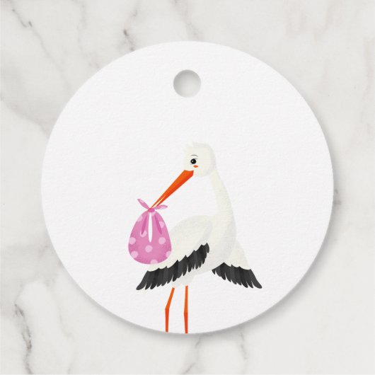 Rustieke Ooievaar met Bee & Vlinder Meisje Baby sh Bedankjes Labels (Achterkant)