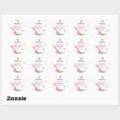 Rustieke Ooievaar met Bee & Vlinder Meisje Baby sh Ronde Sticker (Vel)