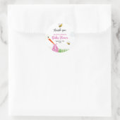 Rustieke Ooievaar met Bee & Vlinder Meisje Baby sh Ronde Sticker (Tas)