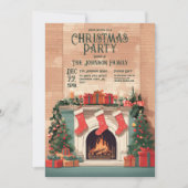 Rustieke open haard kerstfeest kaart (Voorkant)