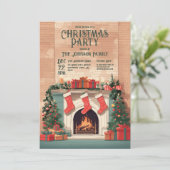 Rustieke open haard kerstfeest kaart (Staand voorkant)