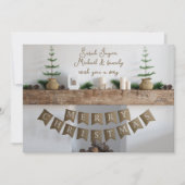 Rustieke open haard plat niet-foto kerstkaart (Voorkant)