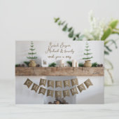 Rustieke open haard plat niet-foto kerstkaart (Staand voorkant)