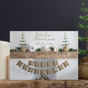 Rustieke open haard plat niet-foto kerstkaart