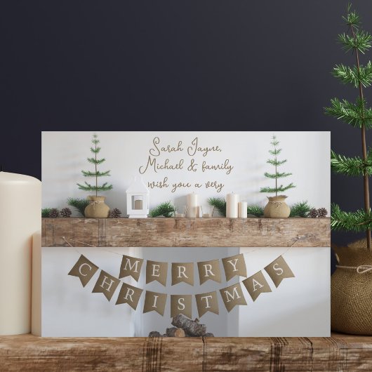 Rustieke open haard plat niet-foto kerstkaart