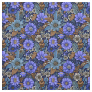 Rustieke Opgedekte Navy Blauwe Botanische Vintage Stof