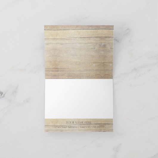 Rustieke Opnieuw Gebruikte Houten Script Bloei Dan Bedankkaart (Binnen)