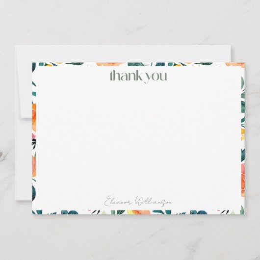 Rustieke Oranje Bloemen Aangepaste Bruidsdouche Na Bedankkaart (Voorkant)