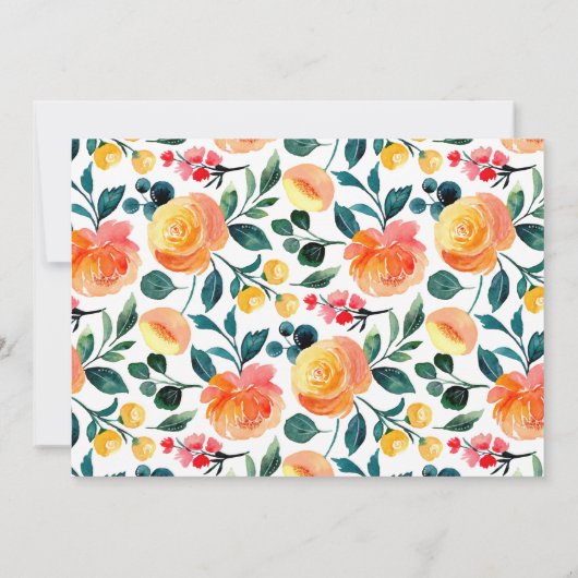 Rustieke Oranje Bloemen Aangepaste Bruidsdouche Na Bedankkaart (Achterkant)