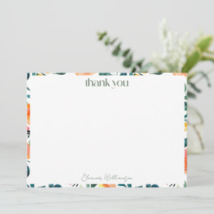Rustieke Oranje Bloemen Aangepaste Bruidsdouche Na Bedankkaart