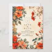 Rustieke Oranje Bloemige Bruiloft Save The Date (Voorkant)