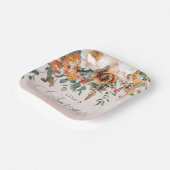 Rustieke Oranje Bloemige Herfst Bruidsdouche  Papieren Bordje (Gebogen)