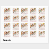 Rustieke Oranje Bloemige Herfst Bruidsdouche Vierkante Sticker (Vel)