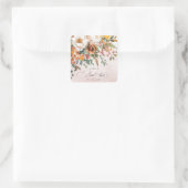 Rustieke Oranje Bloemige Herfst Bruidsdouche Vierkante Sticker (Tas)