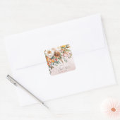 Rustieke Oranje Bloemige Herfst Bruidsdouche Vierkante Sticker (Envelop)