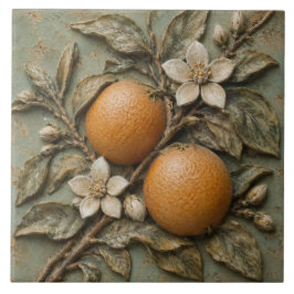 Rustieke Oranje Bloesem Citrus Faux Reliëf Tegeltje