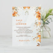 Rustieke Oranje Boho Waterverf Blush Bruiloft Kaart (Staand voorkant)