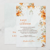 Rustieke Oranje Boho Waterverf Blush Bruiloft Kaart (Voorkant / Achterkant)