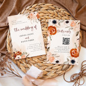 Rustieke Oranje Boho Waterverf RSVP QR Code Trouwe Kaart