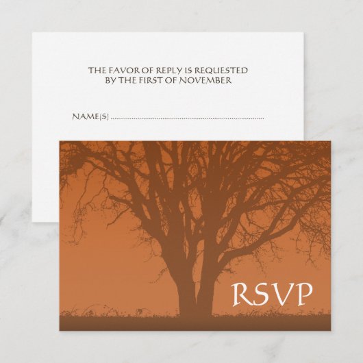 Rustieke Oranje Boom van de Bar mitswa RSVP van Kaartje (Voorkant / Achterkant)