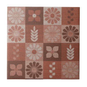 Rustieke Oranje Bruine Burlap Patroon Keramische T Tegeltje
