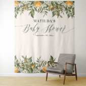 Rustieke oranje citrus botanische babyshower wandkleed (In situ)