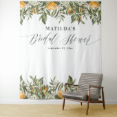 Rustieke oranje citrus botanische bruidsfeestparty wandkleed (In situ)