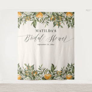Rustieke oranje citrus botanische bruidsshowerfees wandkleed