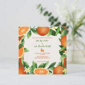 Rustieke Oranje Citrus Herfst Trouwuitnodiging (Staand voorkant)