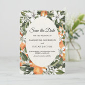 Rustieke Oranje citrusbloem | Elegant Boho Save The Date (Staand voorkant)