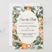 Rustieke Oranje citrusbloem | Elegant Boho Save The Date (Voorkant)