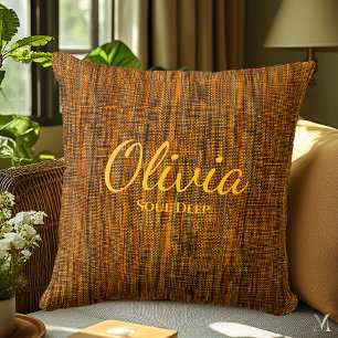 Rustieke Oranje denim textuur Aangepaste home de Kussen