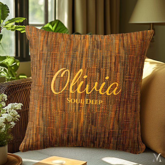 Rustieke Oranje denim textuur | Aangepaste home de Kussen (Creator heeft geüpload)