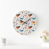 Rustieke Oranje en Blauwe Vogelentuin Grote Klok (Huis)