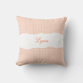 Rustieke Oranje Gingham Persoonlijke Naam Kussen